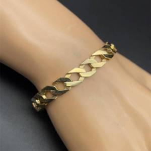 Oversized Flat Beveled Curve Link Bracelet in 14k Yellow Gold - 18.79 Grams $2,100 Retail