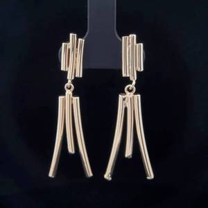 Mid Century Modern 14k Yellow Gold Flair Dangle Earrings $850 Retail
