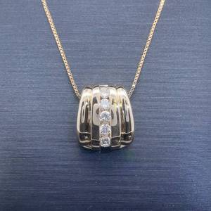 Channel Diamond Scalloped Seashell Slide Pendant in 14k Yellow Gold $1,500 Retail