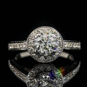 1.75 Carat Diamond Double Hidden Halo Cathedral Fancy Gallery Engagement Ring in 18k White Gold - Incredible Craftsmanship, Designer Hallmark $6000 Retail VIDEO