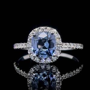 1.77 Carat Natural Lilac Sapphire & Diamond Pave Cushion Halo Ring in 18k White Gold $5,400 VIDEO Retail www.KaratsAuctions.com