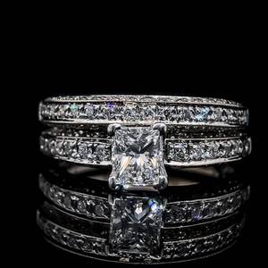 1.37ct Diamond Princess Engagement & Wedding Ring 2-Piece Matching Bridal Set in 18k White Gold $6,500 Retail VIDEO