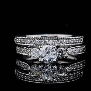 Diamond Engagement Ring & Wedding Band 2-Piece Matching Bridal Set in 14k White Gold $6,500 Retail VIDEO