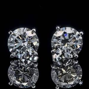 Brand New 4 Carat Diamond Round Brilliant Solitaire Martini Stud Earrings in 14k White Gold w IGI REPORT $21,670 Retail VIDEO