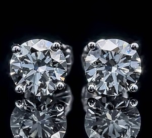 Brand New 2.17 Carat Diamond Round Brilliant Solitaire Four-Prong Martini Stud Earrings in 14k White Gold $5,250 Retail VIDEO