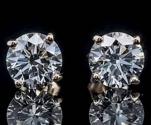 Brand New 2.20 Carat Diamond Round Brilliant Solitaire Four-Prong Martini Stud Earrings in 14k Yellow Gold $5,825 Retail  VIDEO