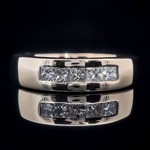 Gents 1 Carat Princess Diamond Channel Ring in 14k Yellow Gold - Solid 14.60 Grams $5,600 Retail VIDEO