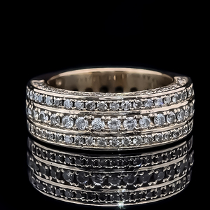Mens 1.50 Carat Diamond Five-Row Half-Eternity Dimensional Channel Band in 14k Yellow Gold $8,500 Retail VIDEO