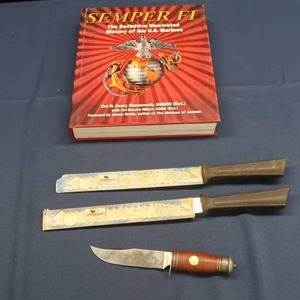 lot 24 image: KNIVES AND SEMPER FI BOOK