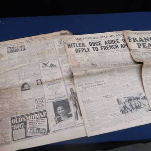lot 53 image: VINTAGE 1940 WW2 NEWSPAPER