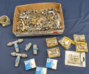 lot 65 image: VARIETY OF STOP VALVES AND NUTSWASHERS