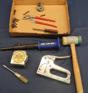 lot 77 image: STRIKE TOOL, STAPLE GUN, MALLET, AND MORE