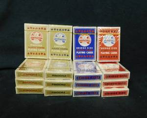 lot 41 image: Lot of 8 Bridge and 8 Pinochle Eckard Drugs Playing Card Decks