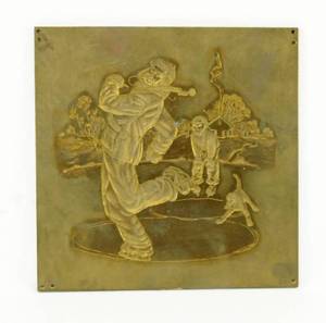 lot 19 image: Vintage Norman Rockwell Gay Blades Brass Embossing Plate