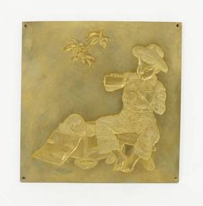 lot 20 image: Vintage Norman Rockwell A Boy and His Dog  Mysterious Malady Brass Embossing Plate