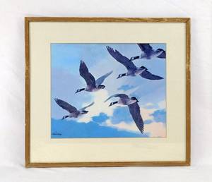 lot 10 image: Richard E Bishop Canadian Geese Framed and Matted Print