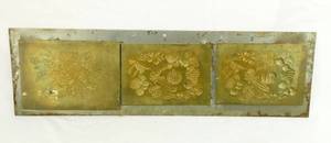 lot 32 image: Flowers and Two Fruit and Vegetable Brass Embossing Plates Mounted on Single Metal Plate