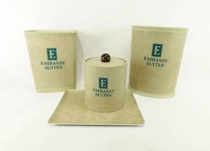 lot 120 image: Lot of Vintage 1993 Embassy Suites Items Including Ice Bucket, Tray and 2 Trash Containers