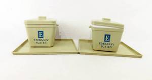 lot 121 image: Lot of 2 Vintage Embassy Suites Ice Buckets with Removable Inserts and 2 Trays