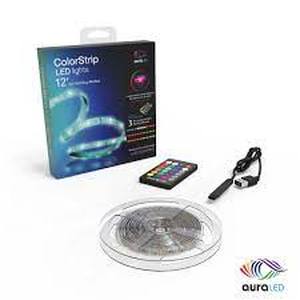 Lot of Tzumi Aura 12 ft. LED Color Strip Light with Remote and Pre-Programmed Holiday Modes Customer Returns See Pictures