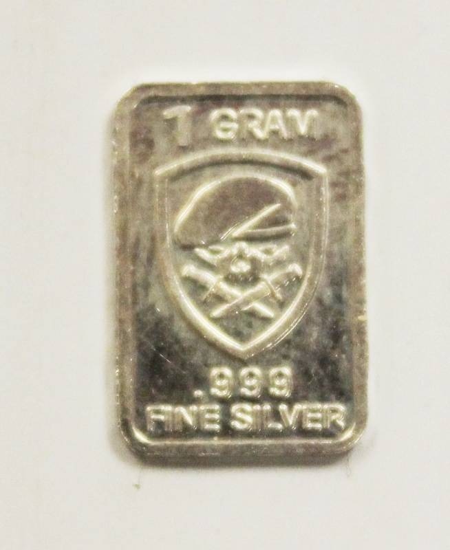 lot 12 image: One Gram Bar Of .999 Fine Silver
