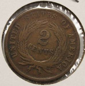 lot 10 image: 1865 Two Cent Piece