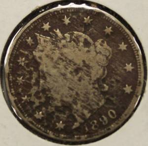 lot 16 image: 1890 Liberty Head V Back Nickel