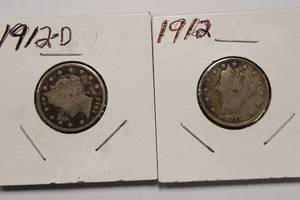 lot 17 image: Nice 1912, 1912 - D Liberty Head V Back Nickel