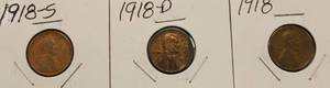 lot 29 image: 1918, 1918 -D & 1918-S Wheat Back Pennies