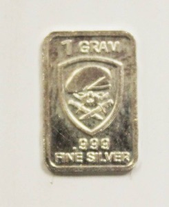 lot 9 image: One Gram Bar Of .999 Fine Silver