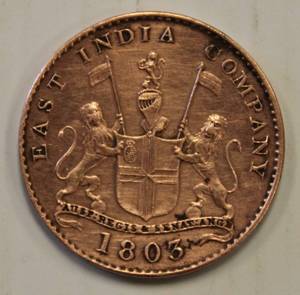 lot 4 image: 1808 East India Company, 5 Cash, India - British Madras Presidency Very Nice