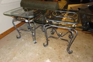 Pair of Glass Top Side Tables