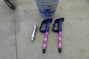3 Tap Handles, Corona Metal Bucket
