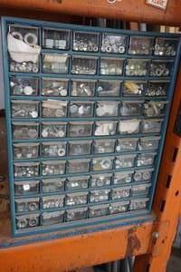 Small Parts Organizer Filled with Metric Nuts and Bolts
