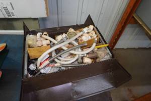 Metal Tool Box with Assorted Plumbing Fittings
