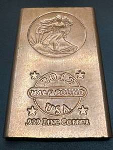 Half Pound .999 Investment Grade Copper Bar
