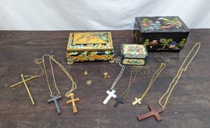 Collection of Jewelry Boxes and Crosses