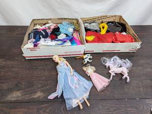 Collection of Barbie Items and Build a Bear Outfits