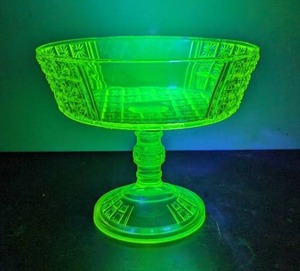 Uranium Vaseline Glass Pedestal Dish