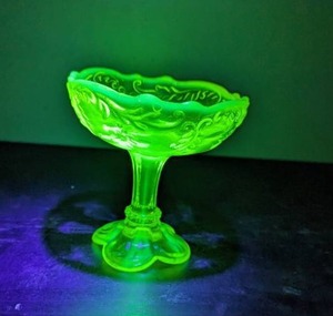 Uranium Glass Pedestal Dish