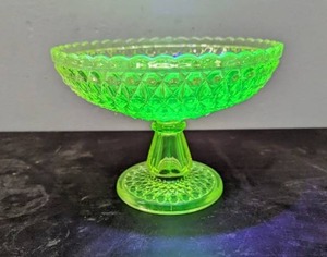 Uranium Glass Pedestal Dish
