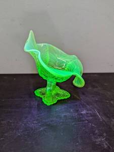 Uranium Glass Northwood Leaf Chalice