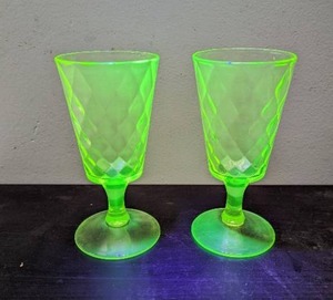 Pair Of Uranium Glass Cups