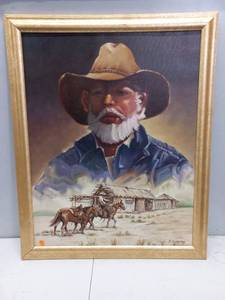 Roger Pickering Cowboy Portrait Painting