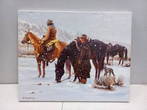 Roger Pickering Cowboys and Horses in Falling Snow