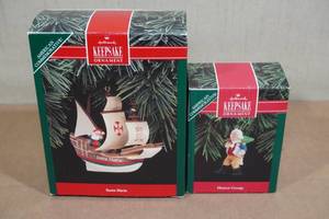 2 Hallmark Keepsake Christmas Ornaments -Santa Maria and Honest George