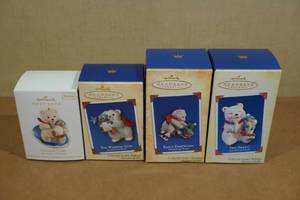 4 Hallmark Keepsake Snowball and Tuxedo Christmas Ornaments