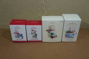 4 Hallmark Keepsake Snowball and Tuxedo Christmas Ornaments