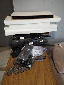 lot 23 image: Floating Shelves With Wall Brackets & TV Mount