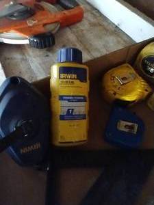 lot 74 image: Measuring Tapes, Irwin Chalk Line & Square